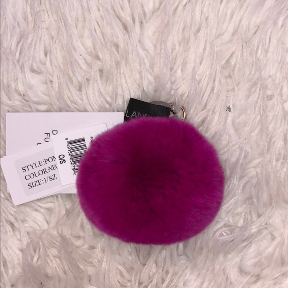 Hot pink pompom keychain